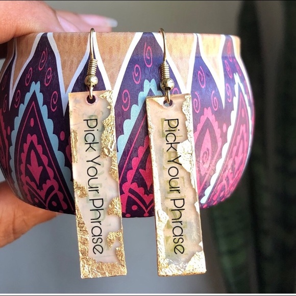 Eclectic Californian Jewelry Jewelry - Custom Phrase or Name Handmade Bar Earrings